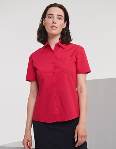 R-R-935F-0-Ladies Short Sleeve Poly-Cotton Easy Care Poplin Shirt